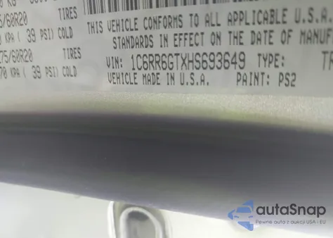 2017 Ram 1500 Big Horn 4X2 6'4 Box from USA, damaged, VIN 1C6RR6GTXHS693649